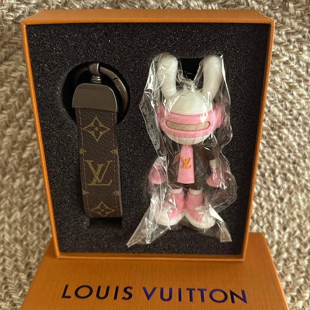 LV Custom Bunny Monogram Keychain